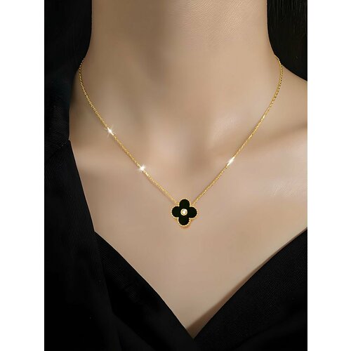 Славянский оберег, колье ROYAL JASMINE, длина 44 см, черный/золотистый