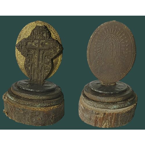 Оберег - артефакт Монетная Голгофа Монеты, крест икона Умиление Божией Матери 1800 - 1900 г.