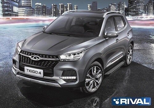 Порог-площадка "Black" F173ALB, крепеж, RIVAL, для Chery Tiggo 4 2019-, (арт. F173ALB.0905.2)