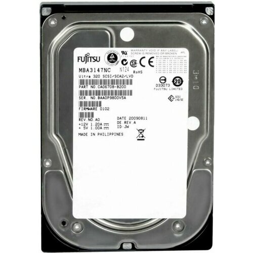 Жесткий диск Fujitsu MBA3147NC 147Gb U320SCSI 3.5 HDD жесткий диск fujitsu ca06550 b200 147gb u320scsi 3 5 hdd