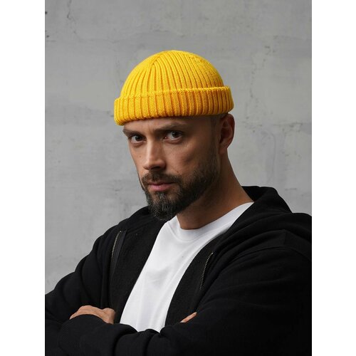 Шапка докер ALEKON, размер 54/60, желтый шапка бини a store шапка бини короткая размер универсальный белый