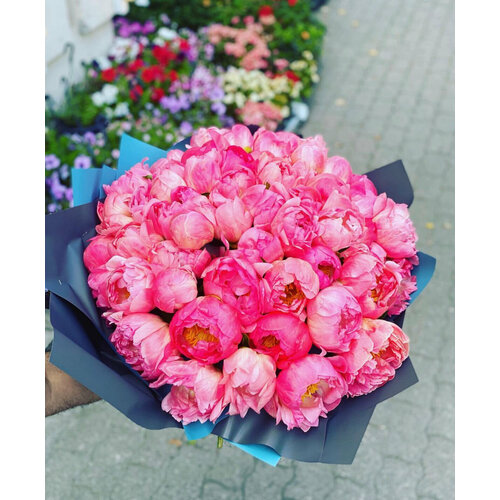 Премиум букет из розовых пионов 51 шт, цветы премиум, шикарный, красивый букет цветов, пионы розовые.