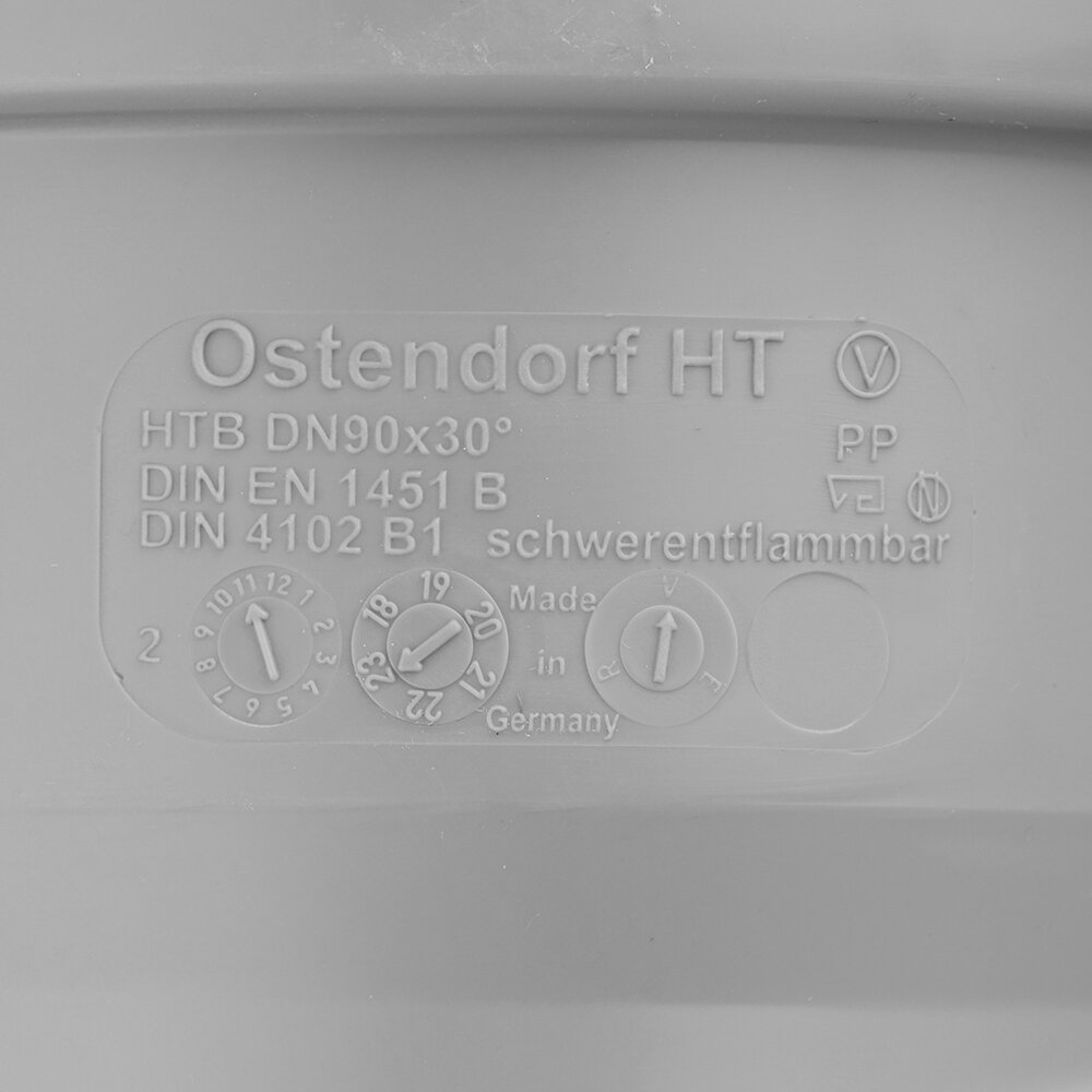 Отвод Ostendorf HTB (114110) d90 мм 30° пластиковый для внутренней канализации