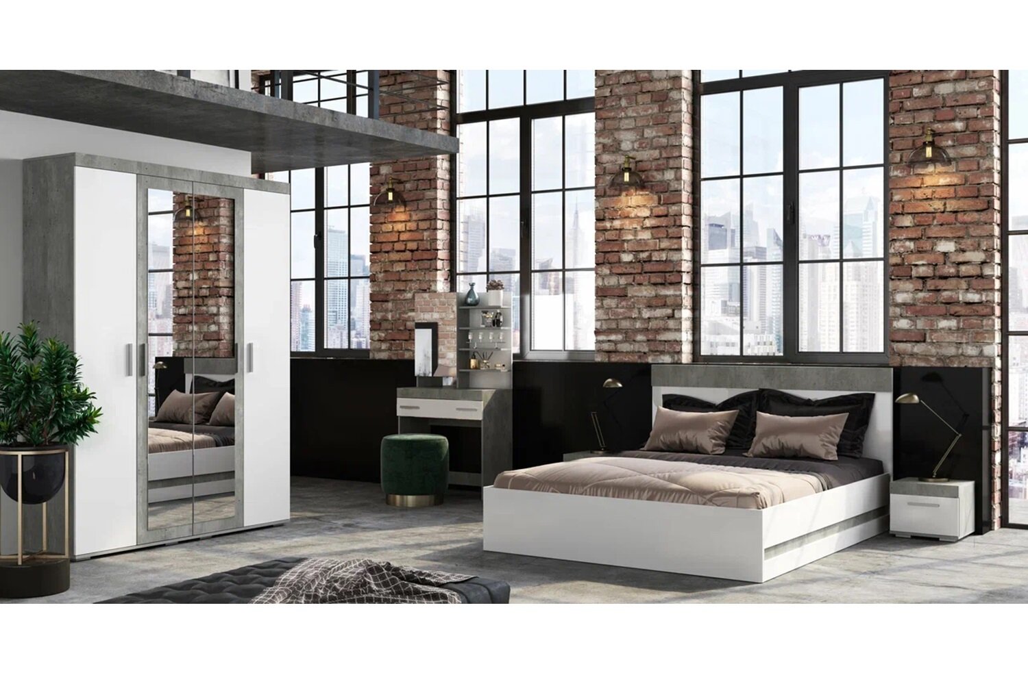 фото Стол Арника Инста Бетон/Белый