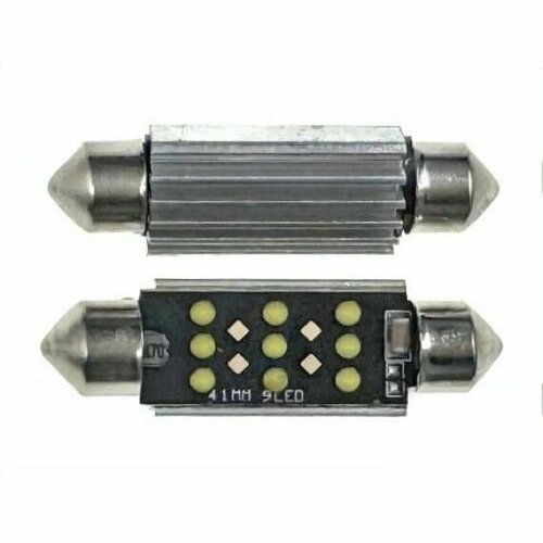 Светодиод С5W 12-24V COB 9 диодов белый 41мм с обманкой 2шт 400₽