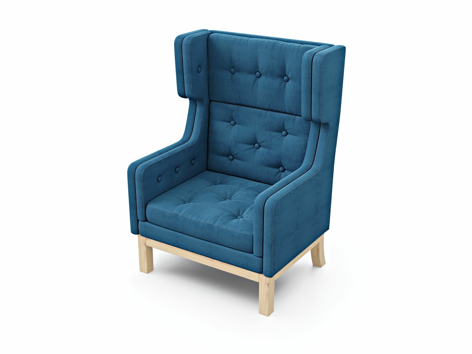 Кресло айверс ХАЙ, синий, велюр, мягкий, для дома, для гостиной, для отдыха дома, на балкон, скандинавский лофт