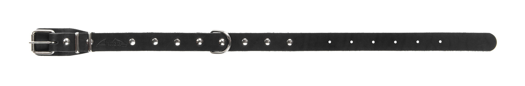 Ошейник аркон кожаный для собак однослойный, украшения, черный (32-44 см/20 мм)
