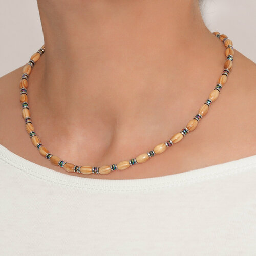 Чокер Zana Design, гематит, дерево, длина 44 см