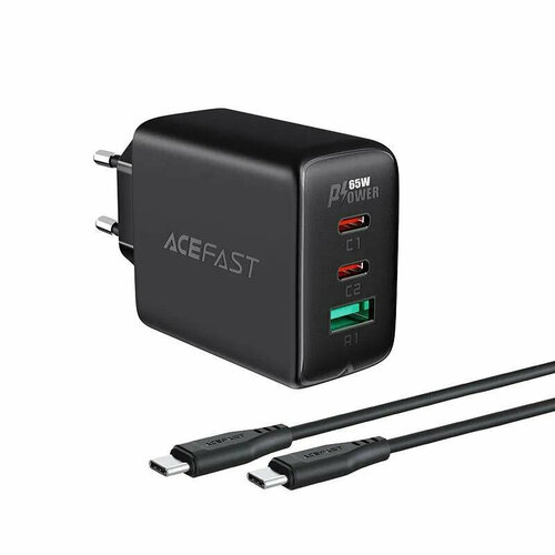 Зарядное устройство ACEFAST (AF-A13-BK) A13 PD65W USB-C+USB-C+USB-A 3/черн, 1712350 зарядное устройство трехпортовое acefast a13 pd65w цвет черный