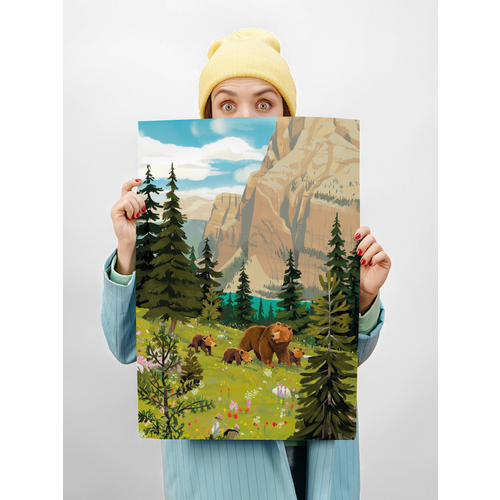 Картина для интерьера на стену на холсте 40х50 см Медведи 450₽