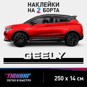 Наклейки на автомобиль Geely - черные наклейки на авто Джили на ДВА борта