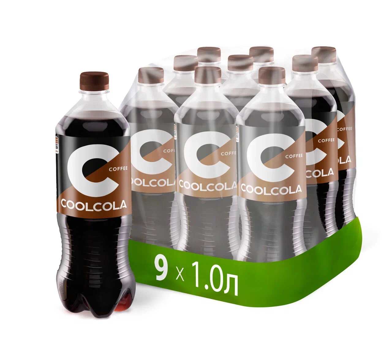 Напиток "Кул Кола Кофе" ("Cool Cola Coffee") безалкогольный сильногазированный, ПЭТ 1.0 (упаковка 9шт)