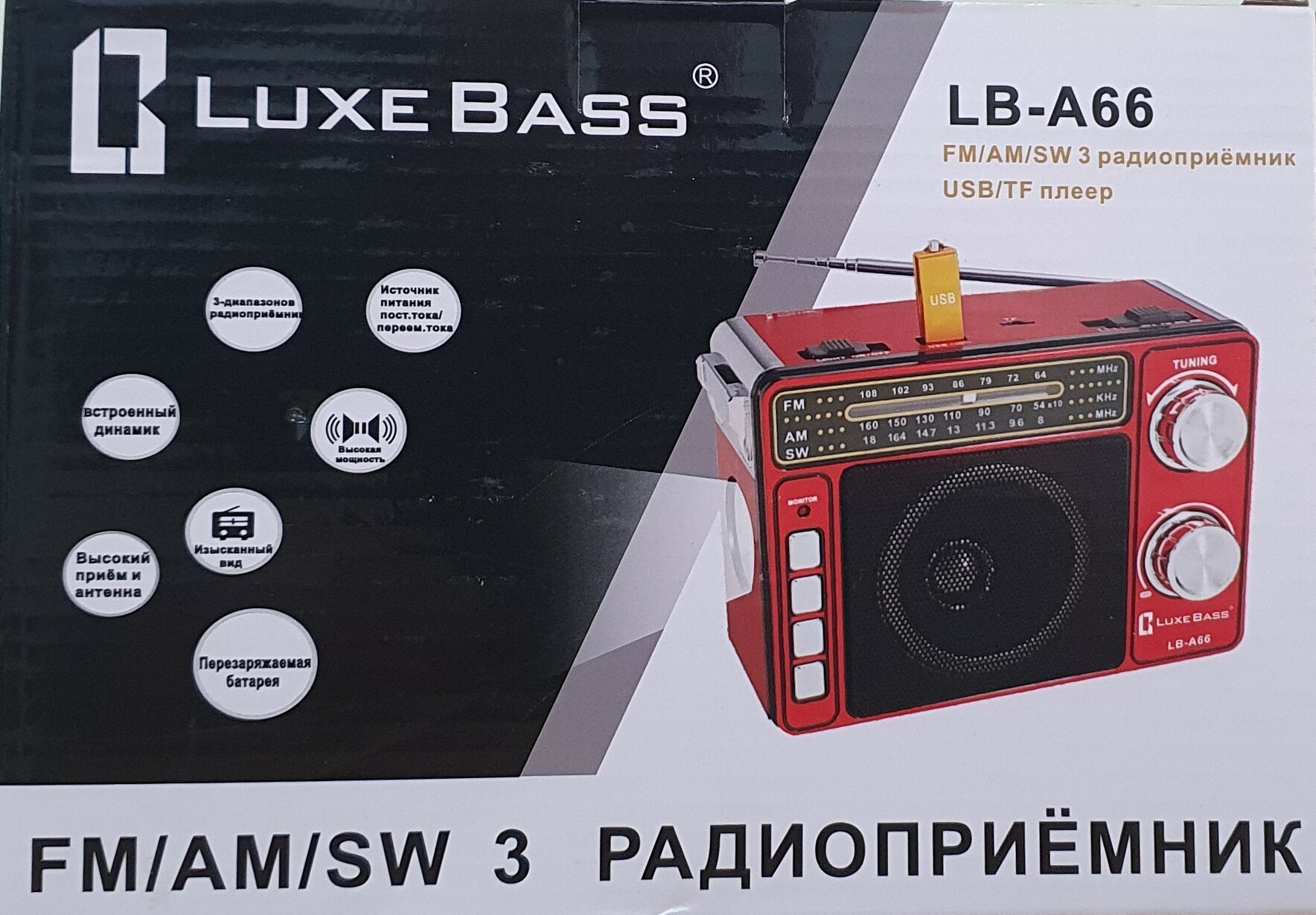 Сетевой переносной радиоприемник Luxe Bass LB-A66