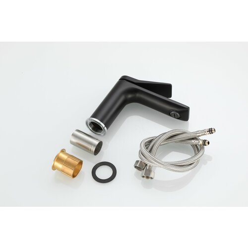 Смеситель для раковины (умывальника) в ванную из латуни WaterHouse (черный матовый)