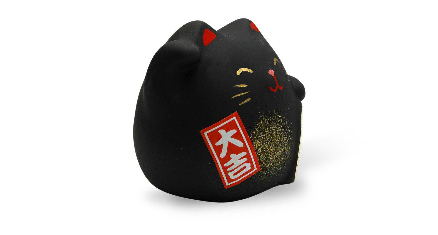 Сувенир Манэки Кот 5см, ручная работа, черный (made in Japan) — фото 1