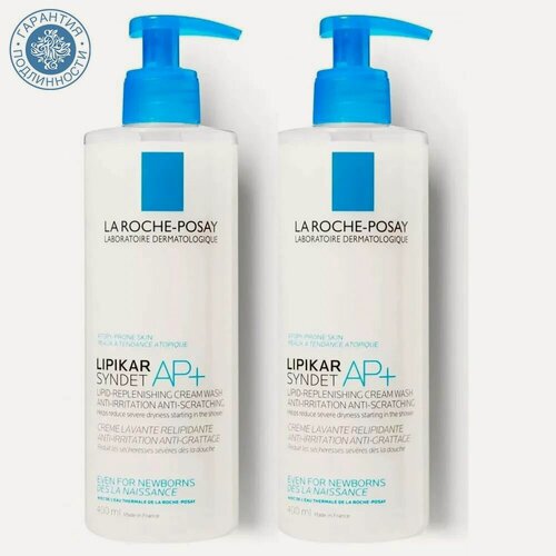 Изображение товара Набор La Roche-Posay Lipikar: Очищающий крем-гель для лица и тела младенцев, детей и взрослых Syndet AP+, 400 мл х 2 шт