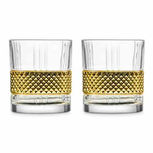 Набор из 2-х стаканов для виски, 330 мл, декор - золотой, хрустальное стекло 78854418 Glen