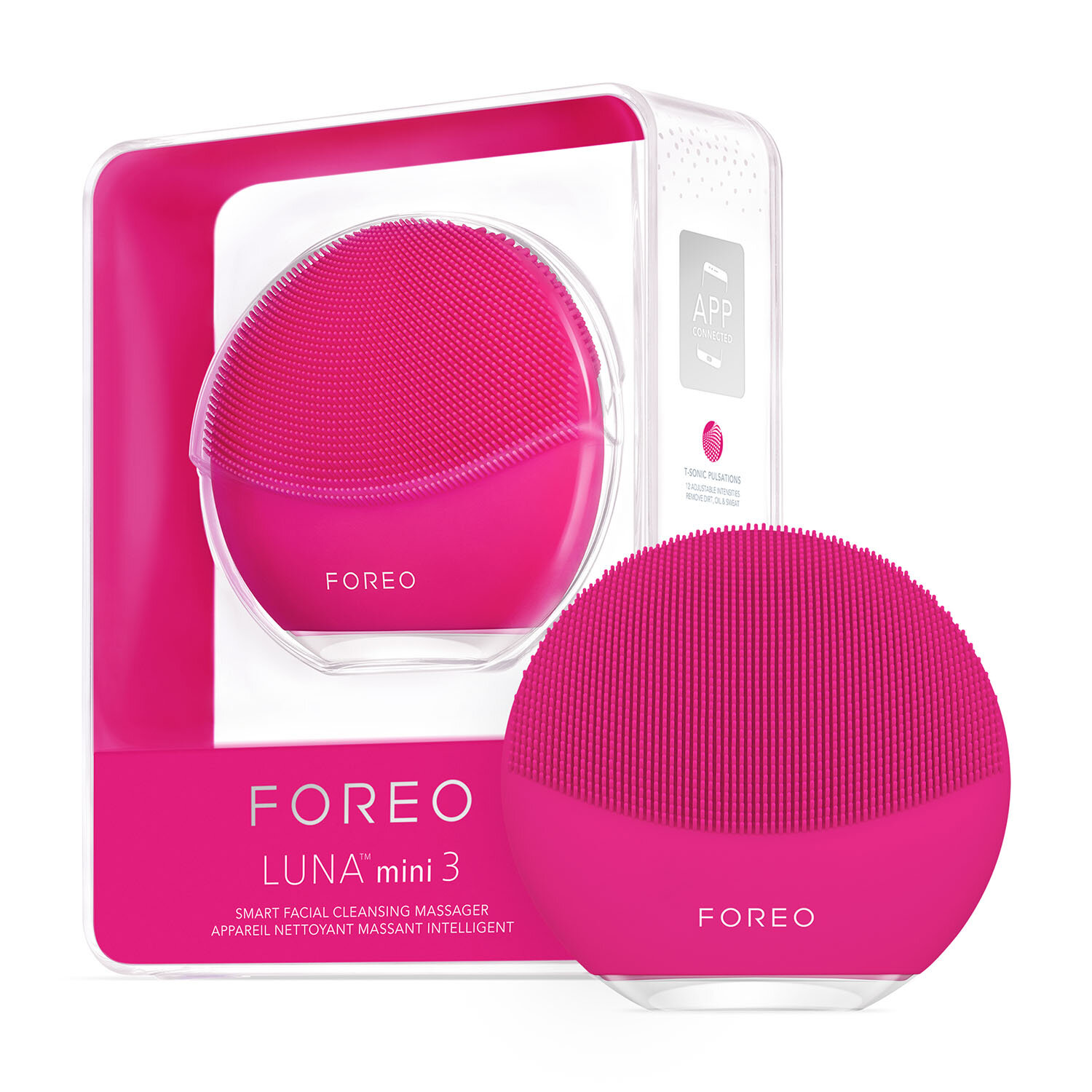 FOREO LUNA mini 3 Электрическая очищающая щеточка для лица для всех типов кожи, Fuchsia