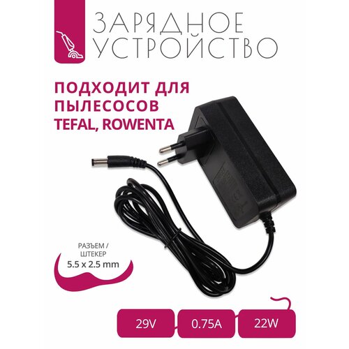 Зарядка 29V - 0.75A для пылесосов Rowenta, Tefal FLEX 8.60 с разъемом 5.5x2.5