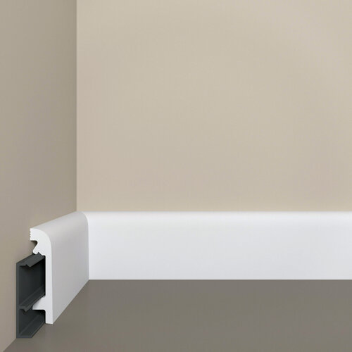 Изображение товара Плинтус Bello Deco П16 с монтажной планкой, белый, 80x19x2000 мм, 1 шт