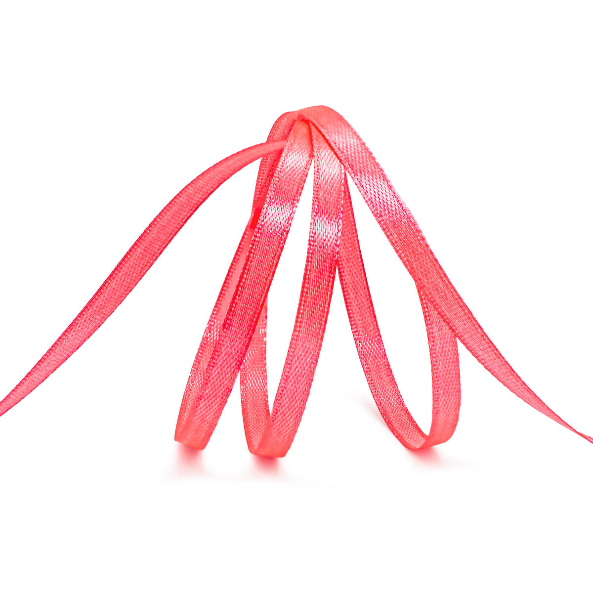 Лента атласная 6 мм*22,86 м, упаковочная, для подарков, рукоделия и шитья, Айрис (024 коралловая)