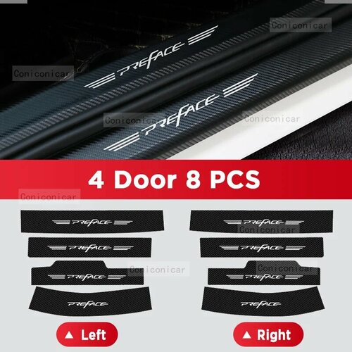 Наклейка на порог автомобиля защита от царапин отделка для GEELY New Preface 2024 GL GF наклейка на дверь автомобиля аксессуары для украшения 4 Door 8 PCS 1916₽