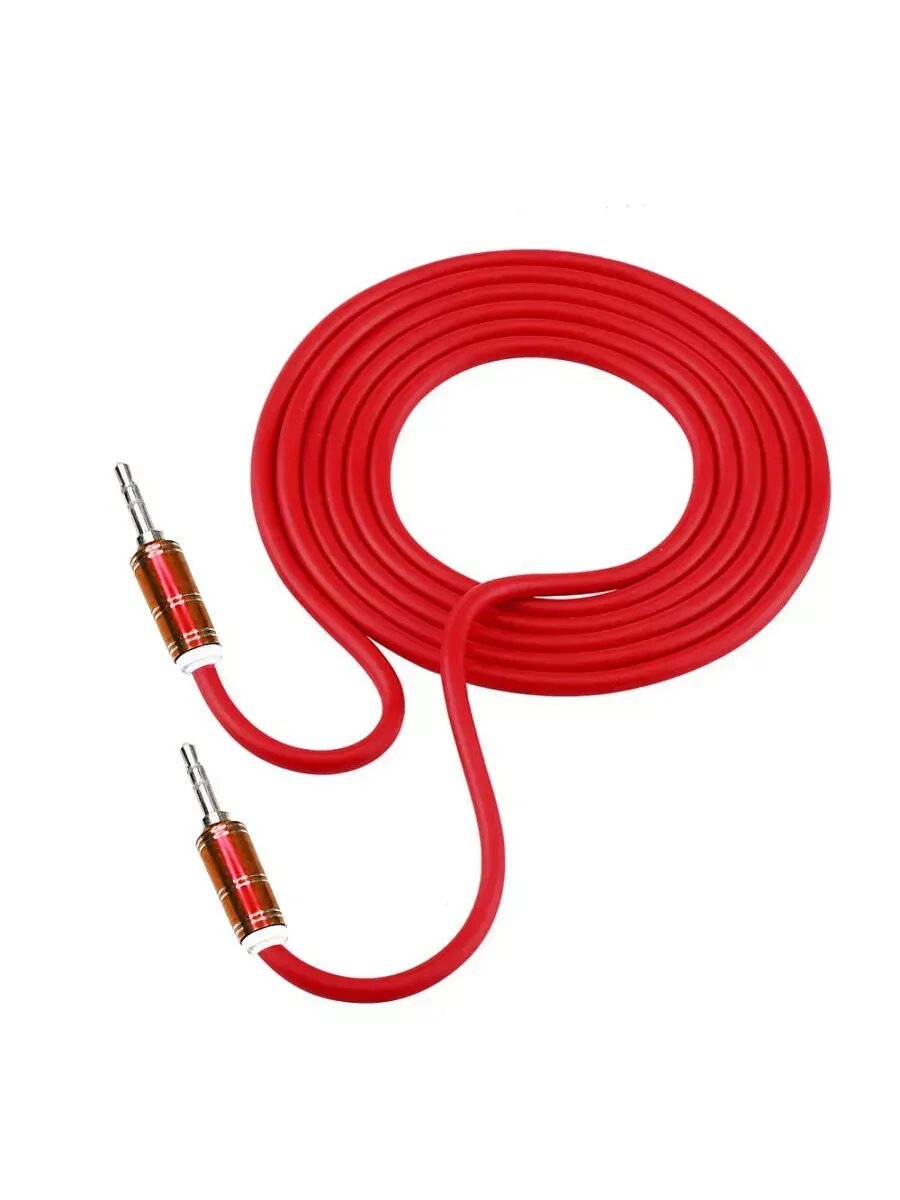 AUX кабель в машину mini jack 35 mm цвет красный длина 1.5 метра