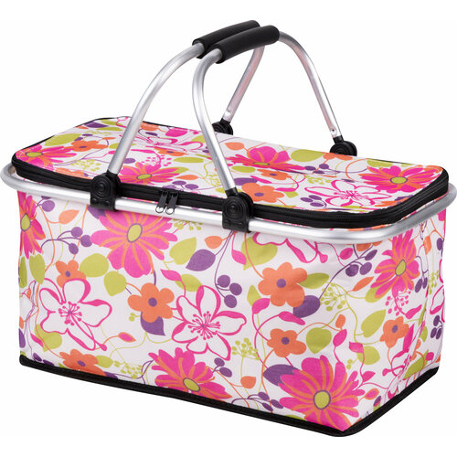 Термосумка складная с алюминиевым каркасом Ecos CB-7046-1, 48 x 27 x 24 см, цвет: розовые цветы