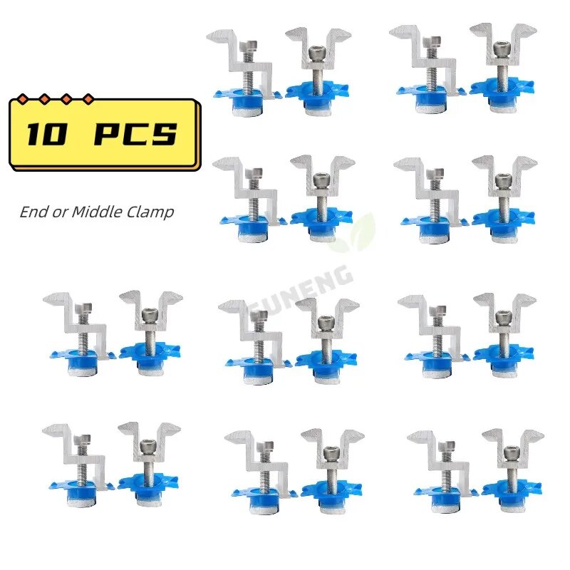 Зажимы для солнечных панелей, алюминиевый сплав + пластик, 10 шт. END 40MMX50MM