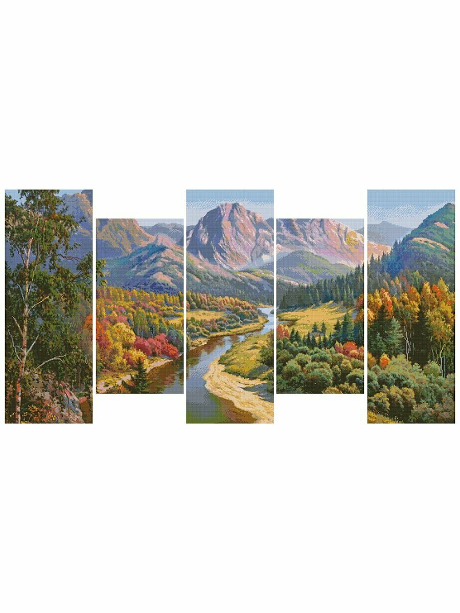 Модульная алмазная мозаика 80х150 см. Осень в горах. Kubanstar