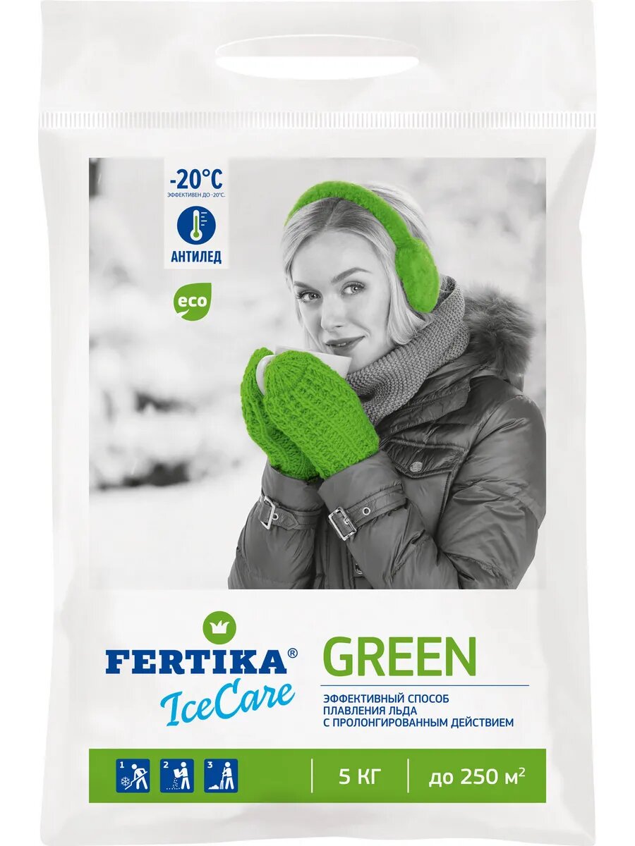 Реагент Fertika IceCare Green антигололедный 5 кг экологически чистый