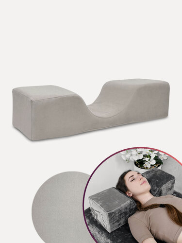 Изображение товара Подушка лешмейкера, лэшмейкера, для наращивания ресниц, высокая, велюровая, серо-бежевый