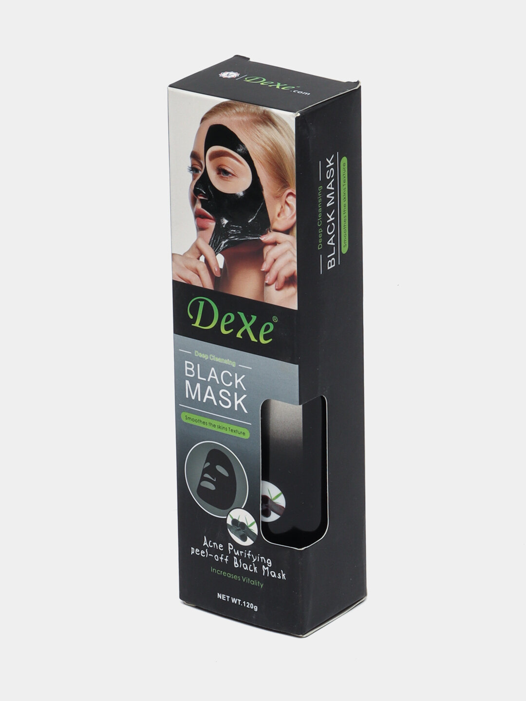 Маска для лица с углем, черная, с отбеливающими свойствами, Dexe, Black Charcoal Mask,120 г