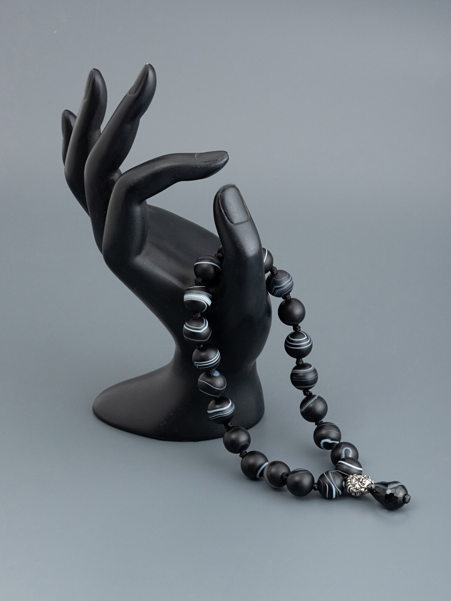 Чётки ЖемАрт, агат, черный/серый — фото 1