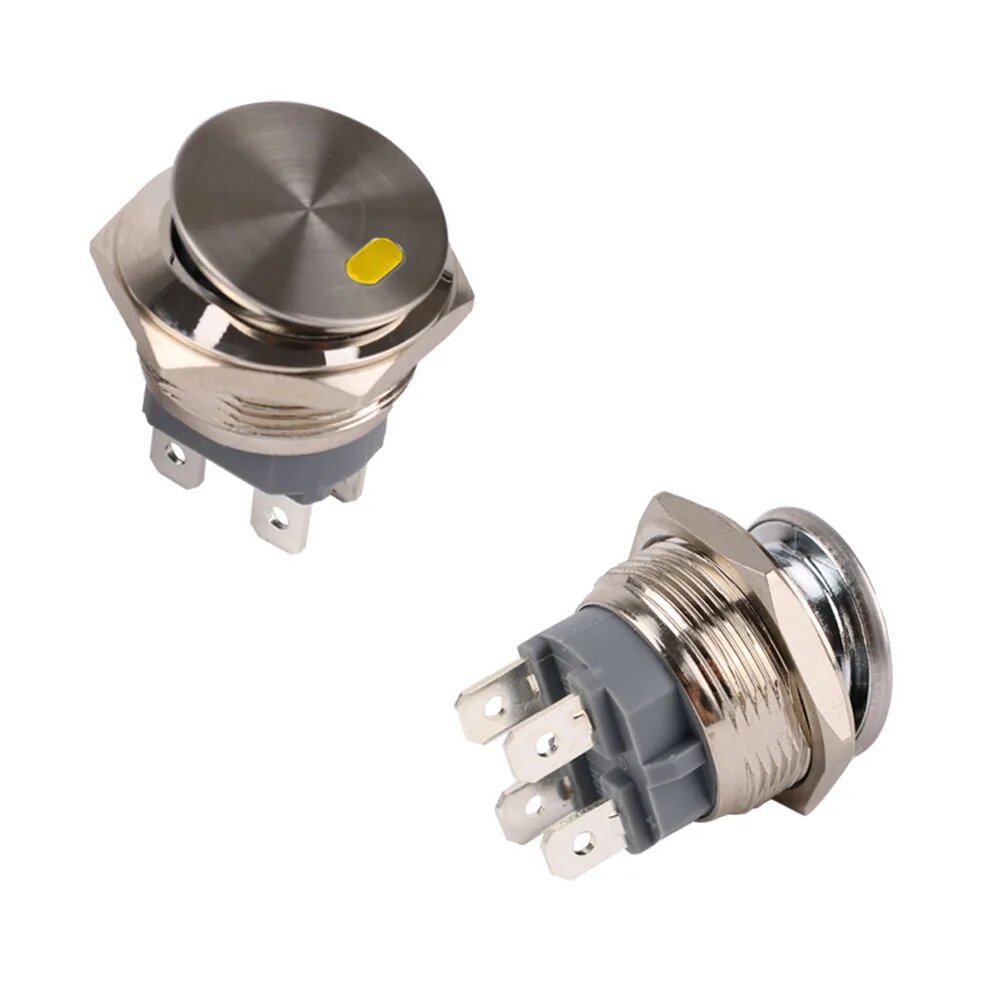 Металлический переключатель с подсветкой, желтый, 220V