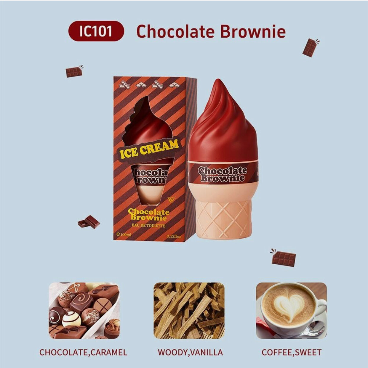 Мороженое, шоколадный брауни, туалетная вода, Роскошный и элегантный аромат для женщин, 100 мл