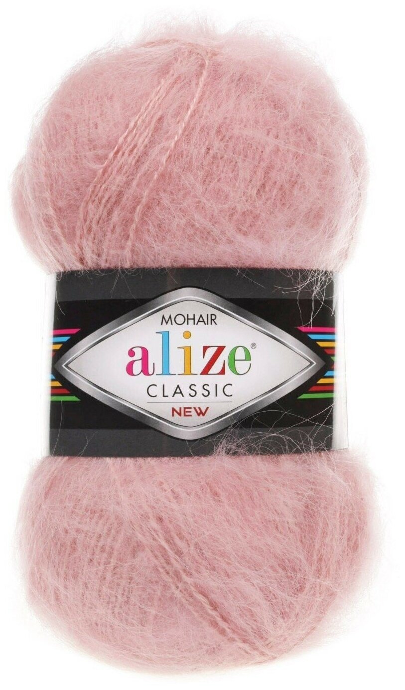 Пряжа Alize Mohair Classic пудра (161), 24%шерсть/25%мохер/51%акрил, 200м, 100г, 3шт
