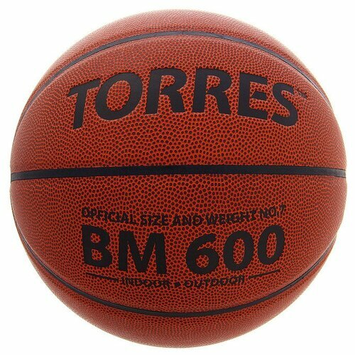 Мяч баскетбольный Torres BM600, B10027, PU, клееный, 8 панелей, размер 7