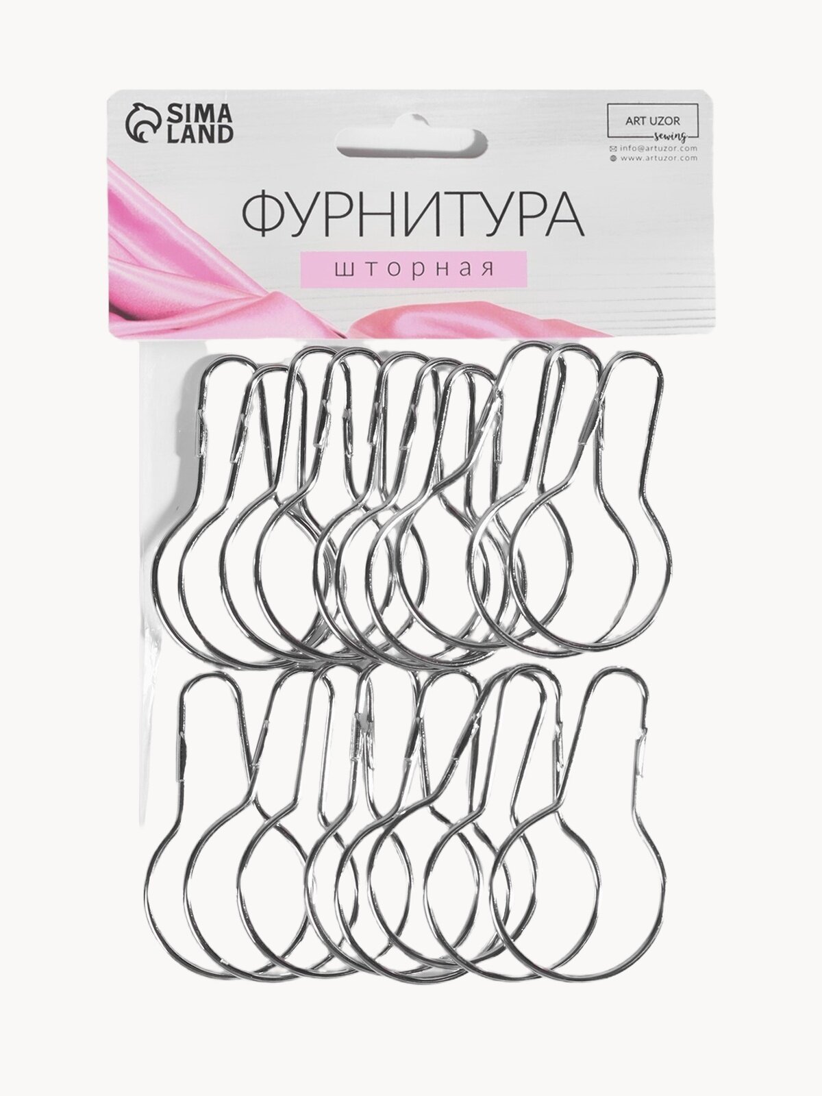 Крючок для штор Арт Узор, 4.8×2.8×0.2 см, 20 шт, цвет серебряный