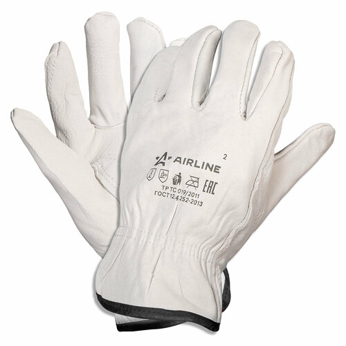 Перчатки натуральная мягкая кожа, водительские, (XL) белые, с подвесом ADWG105 AIRLINE