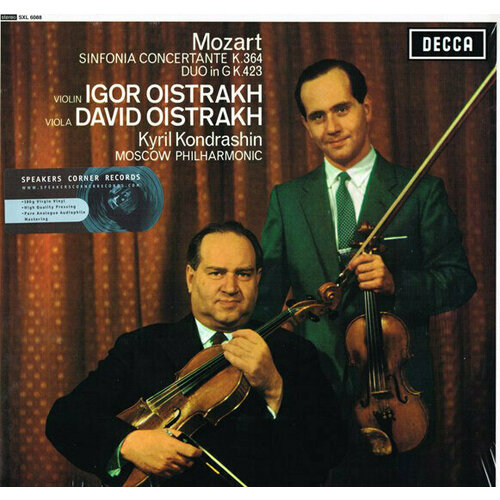 Виниловая пластинка Mozart: Sinfonia concertante for Violin, Viola and Orchestra (K. 364), Duo for Violin and Viola (K. 423) - David and Igor Oistrakh / Moscow Philharmonic Orchestra / Kyrill Kondrashin. 1 LP audio cd paciorkiewicz t chamber works for violin and viola