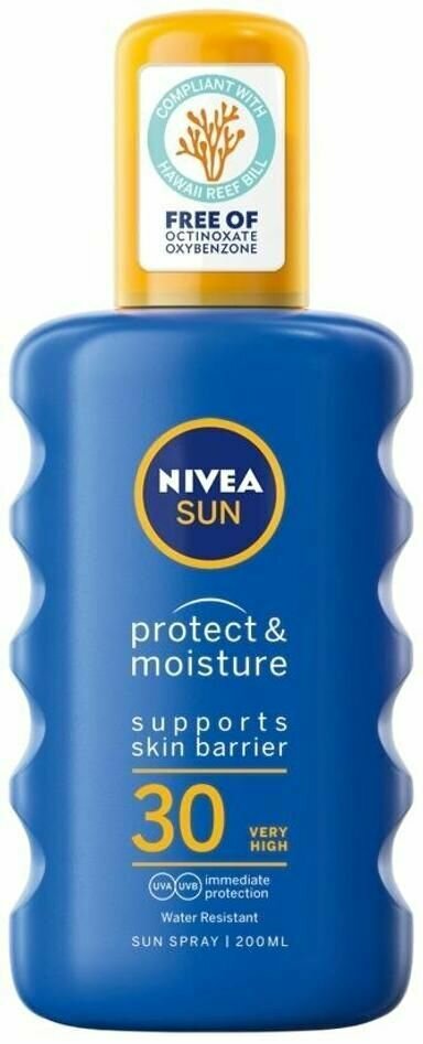 Солнцезащитный спрей NIVEA Sun Protect & Moisture SPF30 200 мл (из Финляндии)