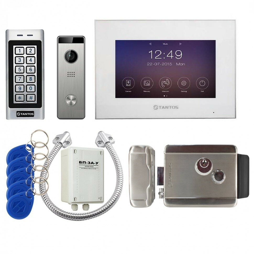 Комплект видеодомофона для дома Tantos Jolli HD Wi-Fi и Triniti HD c замком и кодонаборной панелью