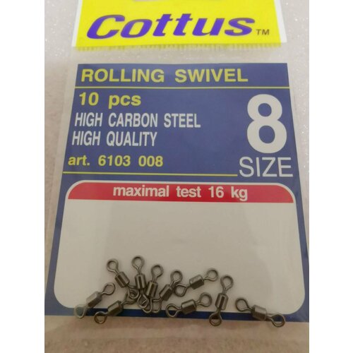 фото Карабин бочка cottus rolling swivel #8 (10шт)