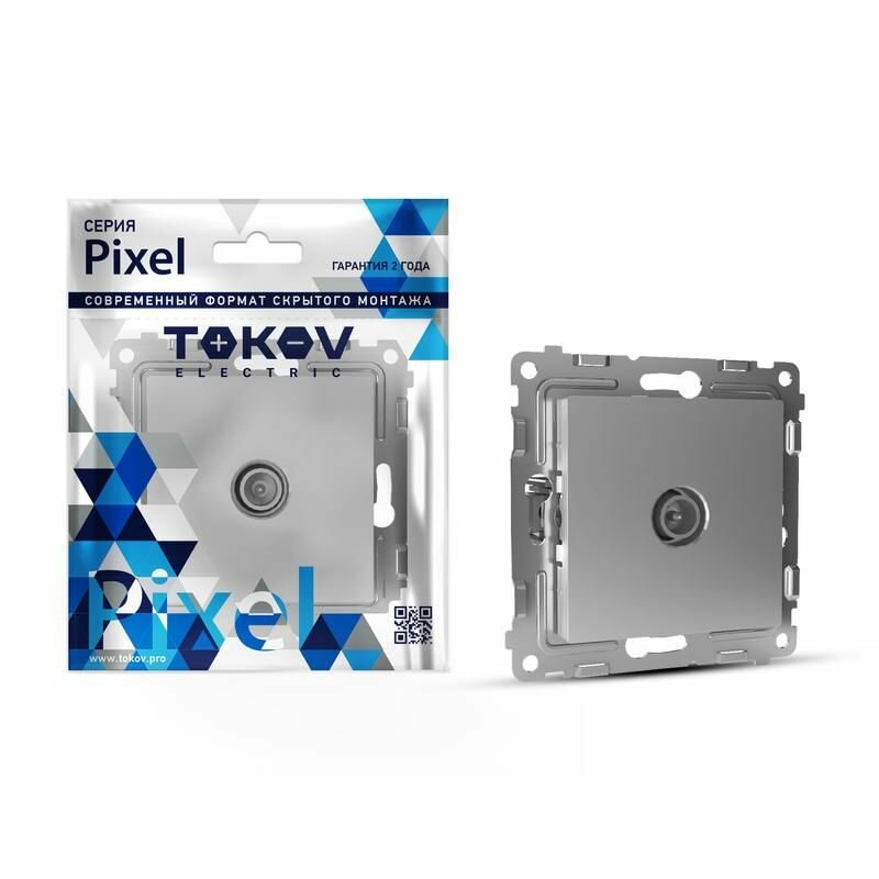 Розетка TV проходная СП Pixel 4DB механизм алюм. TOKOV ELECTRIC TKE-PX-A1P-C03 - фото №1