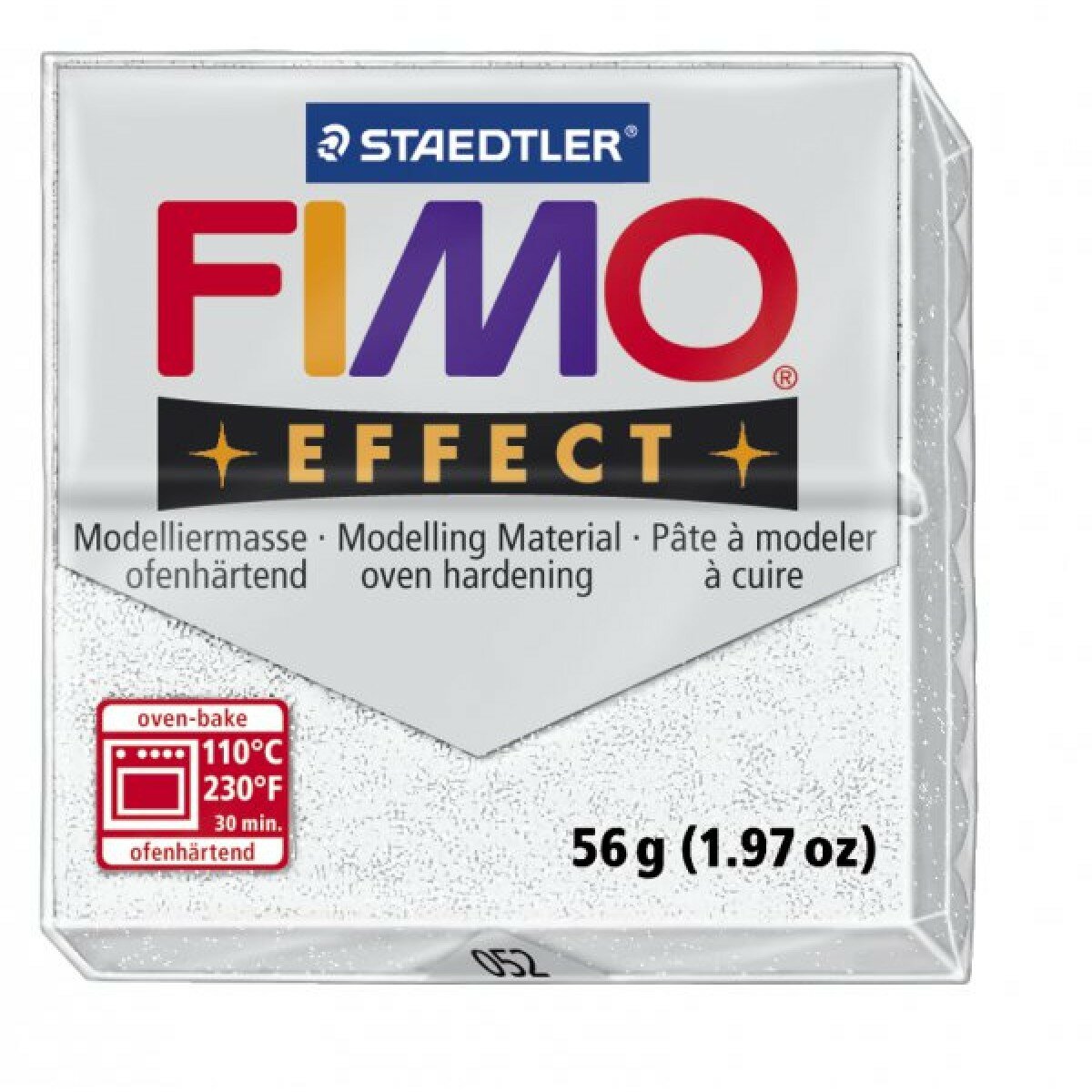 FIMO Effect полимерная глина, запекаемая в печке, уп. 56г цв. белый с блестками, 8020-052