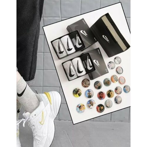 фото Носки , 3 пары, размер 41-47, белый, черный, серый без бренда