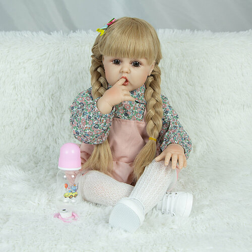 фото Мягконабивная кукла реборн девочка любава 60 см