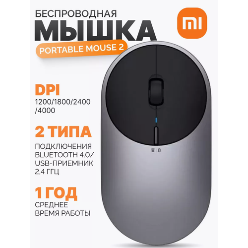 Беспроводная мышь Xiaomi Portable 2 Gray 224500₽