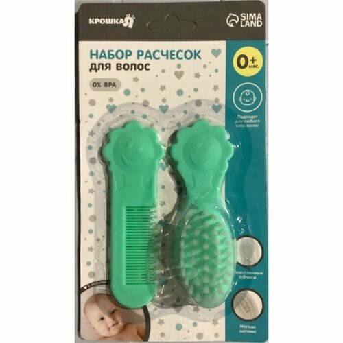 Набор для ухода за волосами расческа и щетка Цветочек цвет бирюзовый 439₽